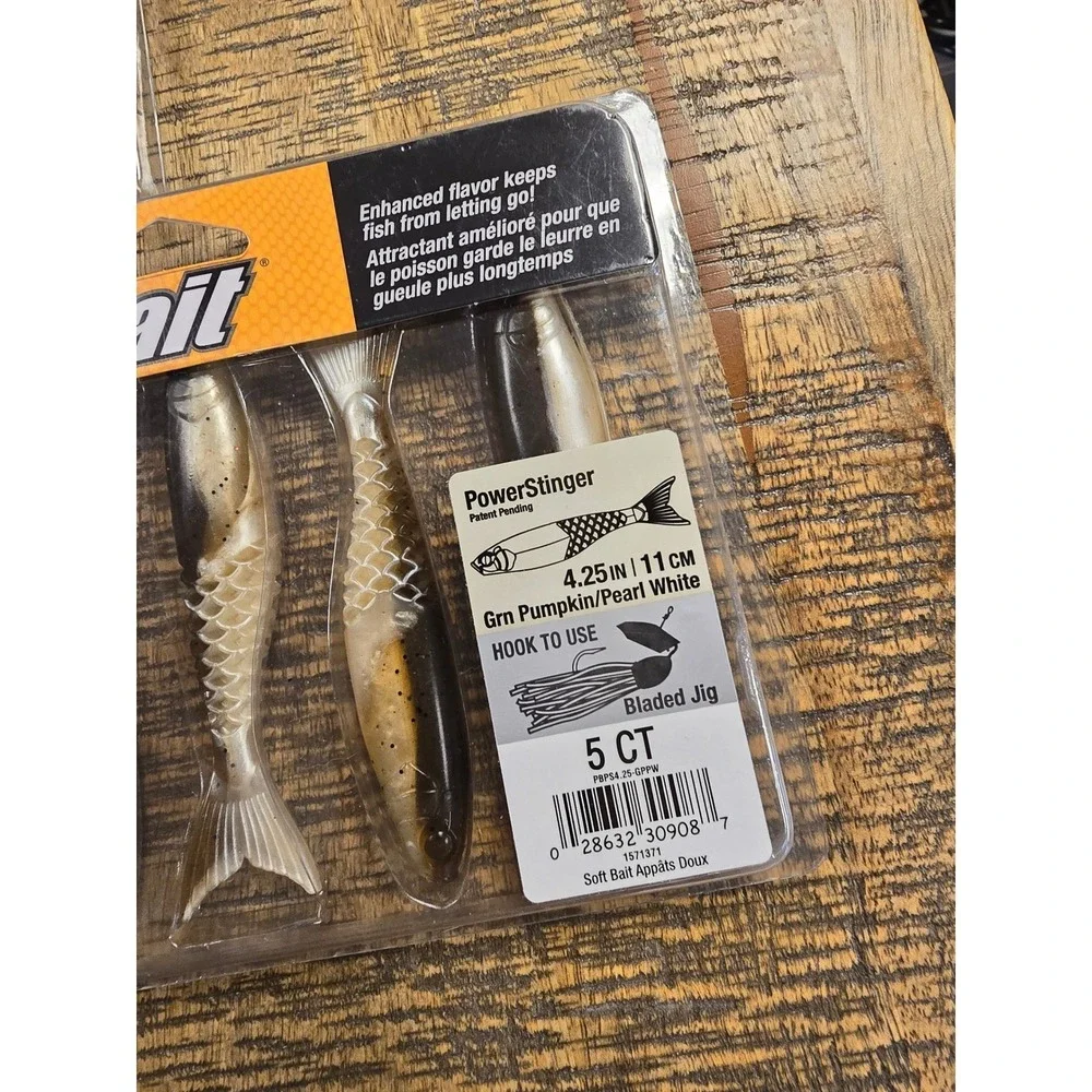 Berkley PowerBait PowerStinger 4.25 Soft Bait Lure 3 Pack Sun Gill Green Pumpkin